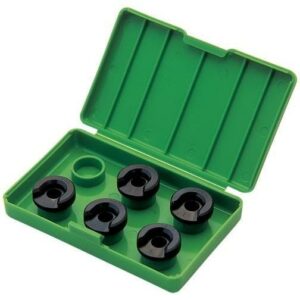 Green case with five black cutting inserts