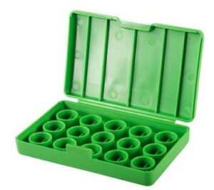 Green plastic socket organizer case with compartments