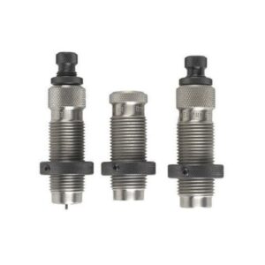 Three metal reloading dies for ammunition press