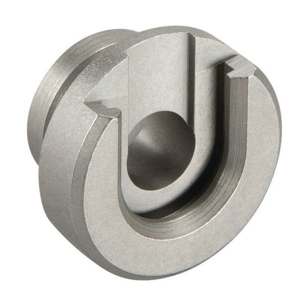 Stainless steel cam lock for industrial use.