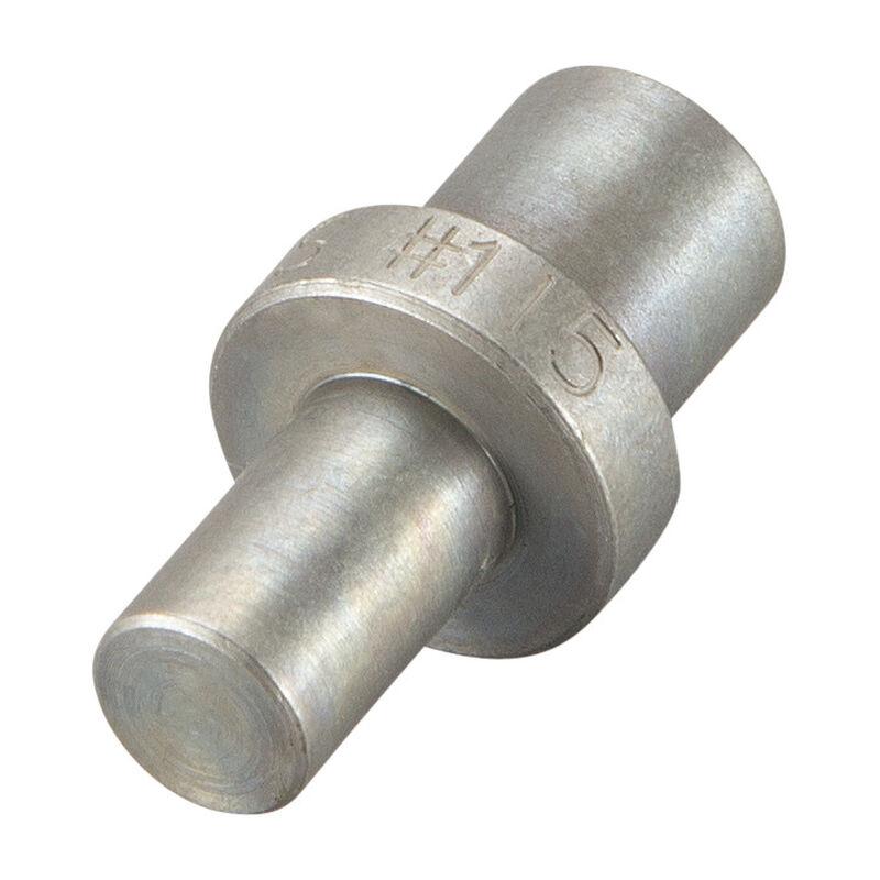 Metal dowel pin with engraved numbers.