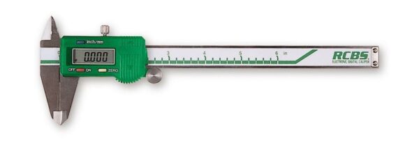 Green digital caliper measuring tool with LCD display.