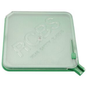 Green RCBS case with safety glasses reminder