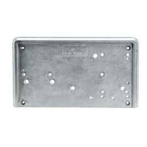 Metal plate with multiple drilled holes, RCBS logo.