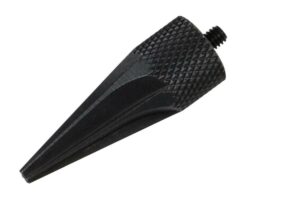 Black threaded spike for equipment mounting.