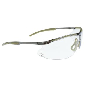 Stylish safety glasses with clear lenses.