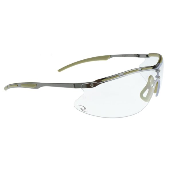 Stylish safety glasses with clear lenses.