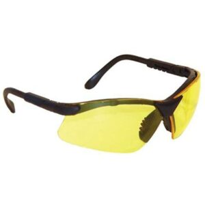 Yellow-tinted safety glasses with black frames.