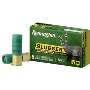 Remington Slugger shotshells box and shells displayed.