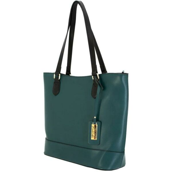 Stylish green tote bag with black handles