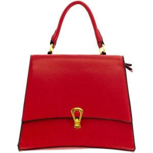 Elegant red handbag with gold clasp detail