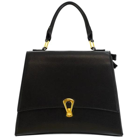Elegant black handbag with gold clasp