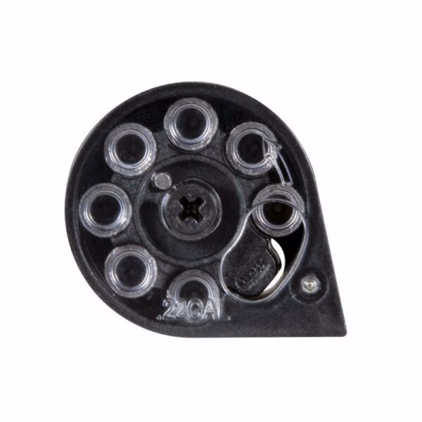 Air rifle magazine with six chambers, black plastic