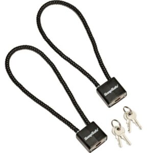 Two SnapSafe cable locks with keys.
