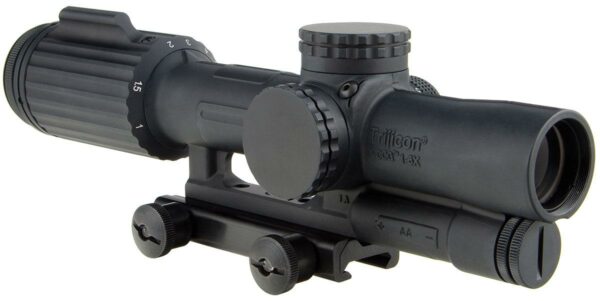 Black rifle scope with adjustable settings