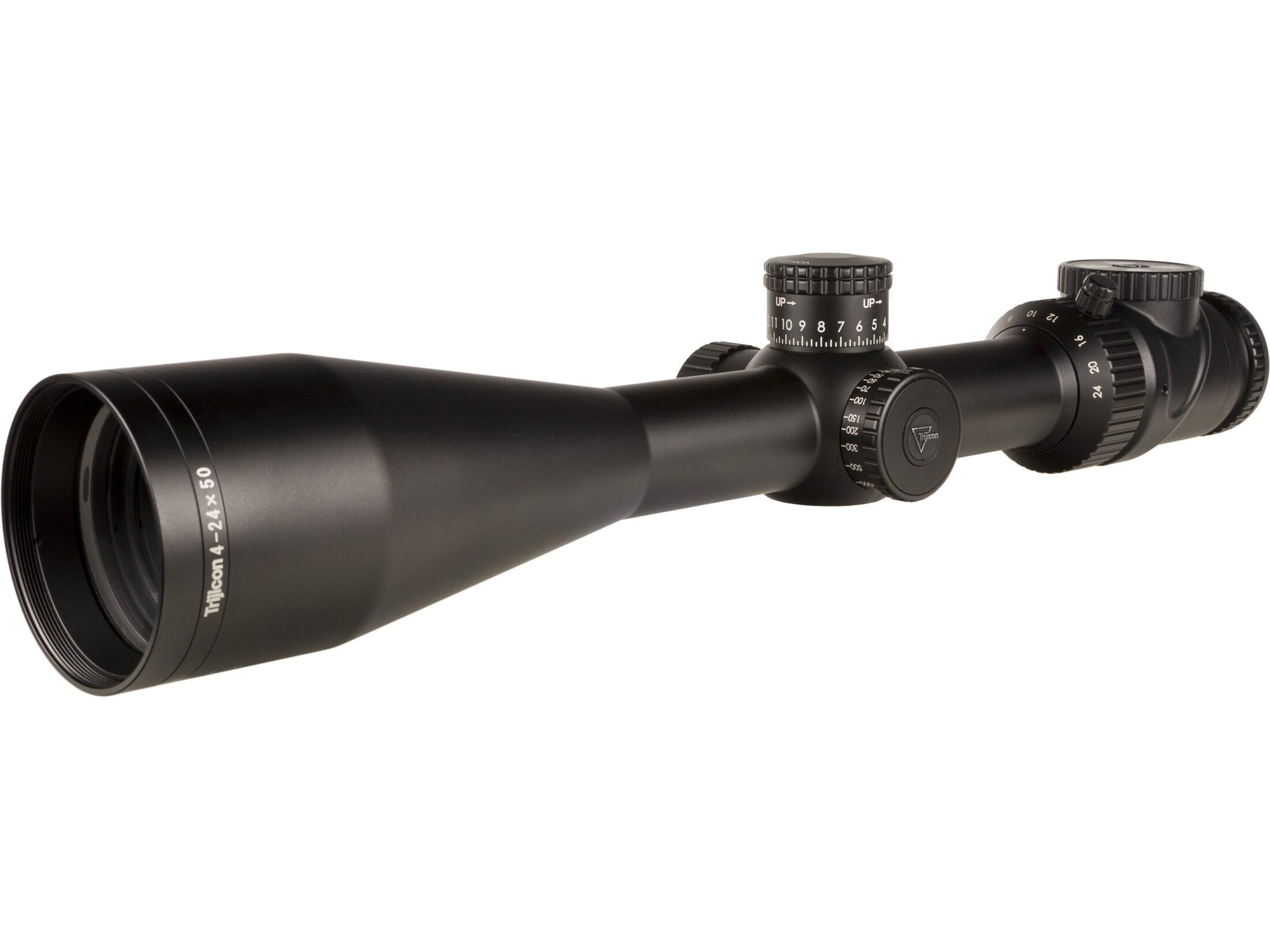 Trijicon rifle scope, 4-24x50 magnification.