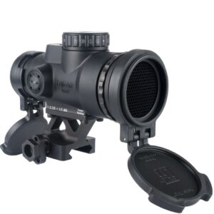Trijicon riflescope with mounted flip covers.