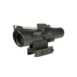 Tactical rifle scope with mounting bracket.