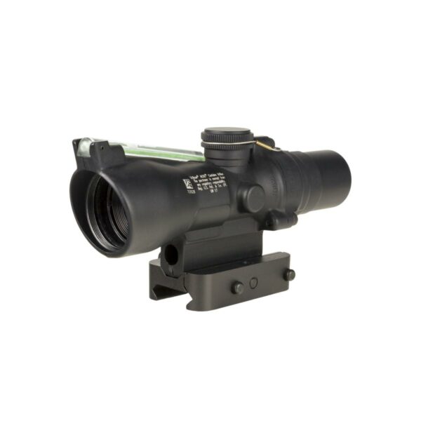 Tactical rifle scope with mounting bracket.