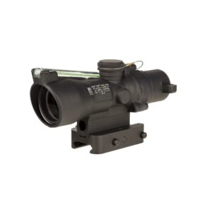Tactical rifle scope with mount, black.