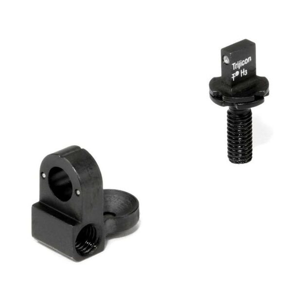 Trijicon sight components on white background