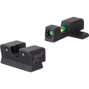 Trijicon handgun iron sights, green and black design.