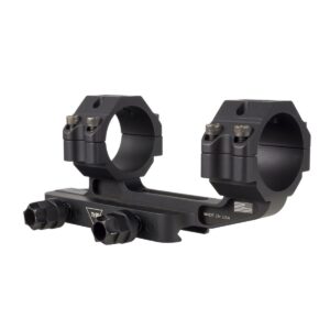 Black rifle scope mount with dual ring design.