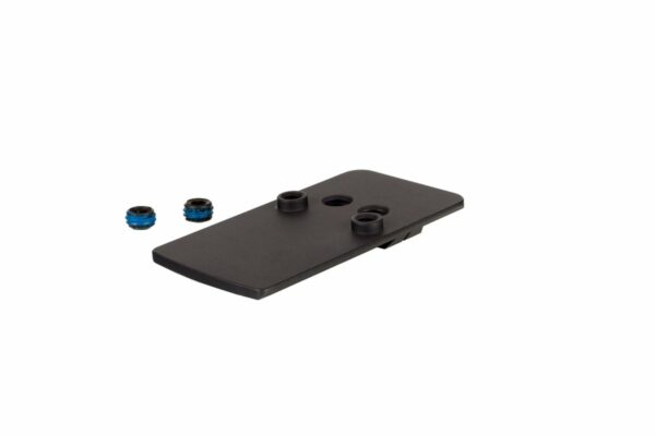 Black gun mount plate with screws.