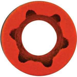 Red gasket with star-shaped inner cutout