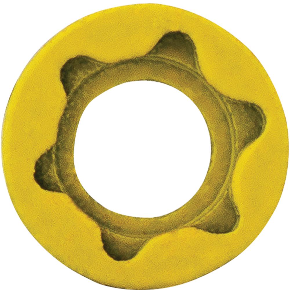 Yellow round plastic threaded cap