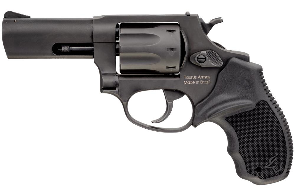 Black Taurus revolver, front view