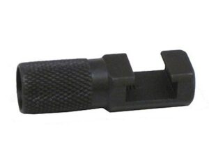 Black metal tool with textured grip handle.