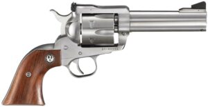 Silver revolver with wooden handle