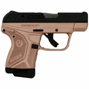 Compact semi-automatic handgun, black and rose gold