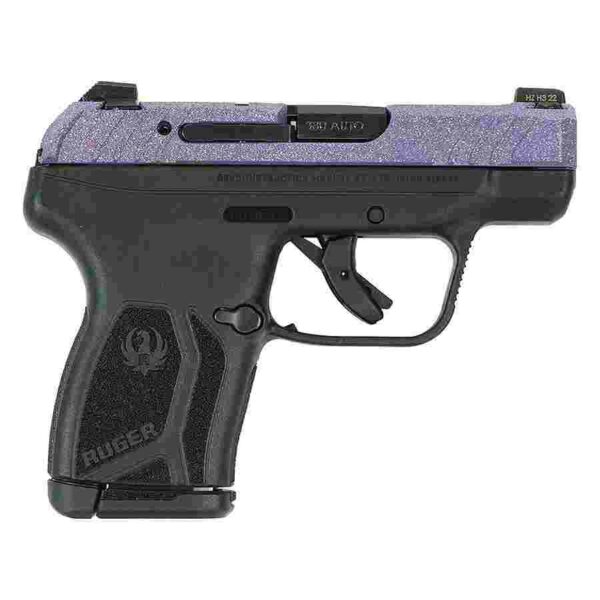 Compact handgun with purple accents