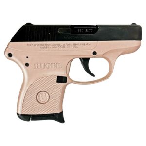 Rose gold Ruger handgun, compact and modern design.