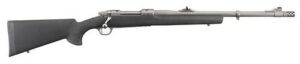 Bolt-action rifle with synthetic stock.