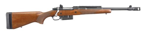 Bolt-action rifle with wooden stock