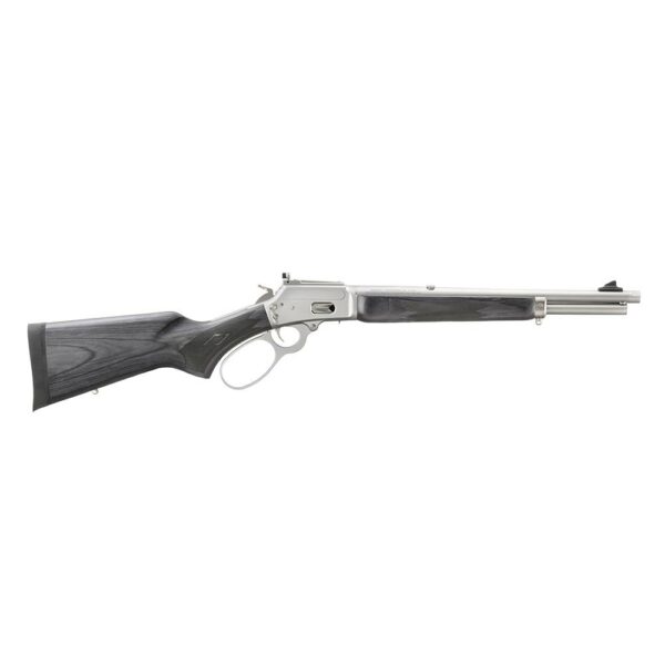 Silver lever-action rifle side view