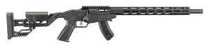 Modern black tactical bolt-action rifle with stock