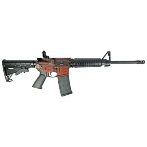 AR-15 rifle with custom red design