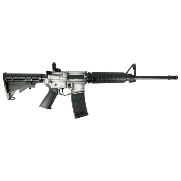 AR-15 style rifle on white background.