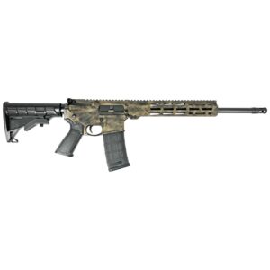 Rifle with camouflage pattern on white background