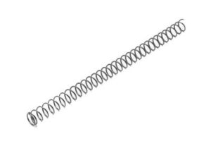 Close-up of a metal spring on white background.
