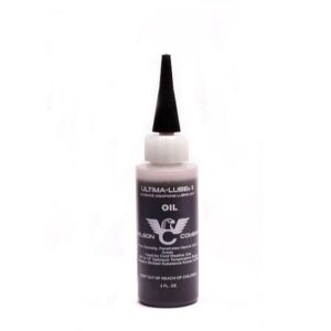 Ultima-Lube II gun oil bottle with black cap.