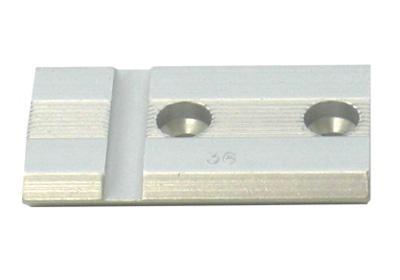 Metal bracket with two drill holes.