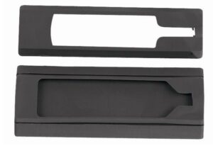 Black plastic holder with rectangular openings