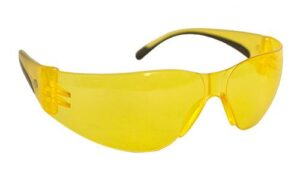 Yellow safety glasses for eye protection.