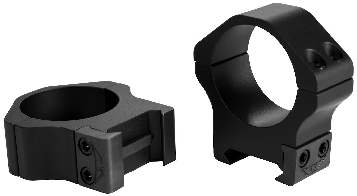 Black metal optics mount rings set for rifles