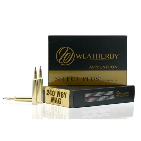 Weatherby Select Plus 240 WBY MAG ammunition box and bullets